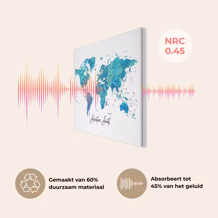Wereldkaart - Blauw - Kleurrijk PET vilt klein -USP_NL