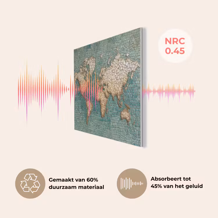 Wereldkaart - Gebroken tegels - Mozaïek PET vilt klein -USP_NL