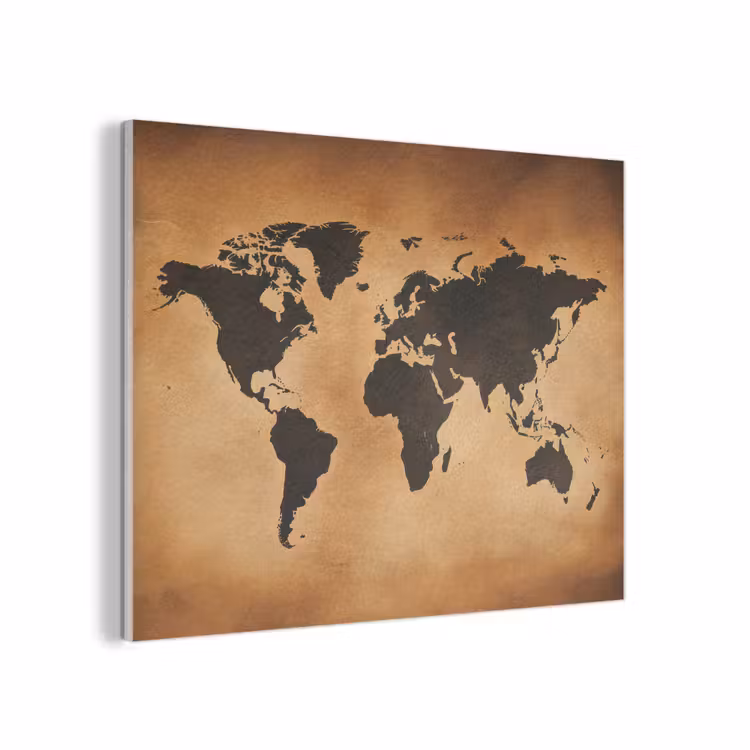Wereldkaart - Bruin - Kaart PET vilt klein -3d
