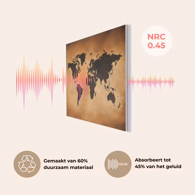 Wereldkaart - Bruin - Kaart PET vilt klein -USP_NL