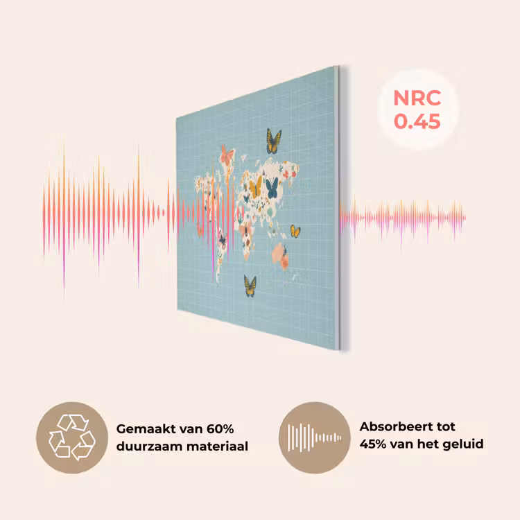 Wereldkaart - Vlinders - Dromerig PET vilt klein -USP_NL