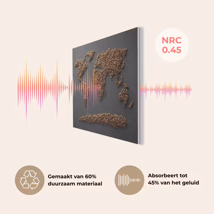 Wereldkaart - Koffie - Grijs PET vilt klein -USP_NL