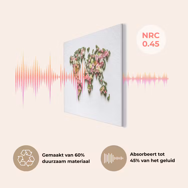 Wereldkaart - Kleurrijk - Bloemen - Lente PET vilt klein -USP_NL
