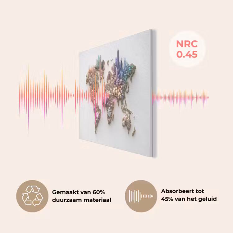 Wereldkaart - Kristallen - Unieke tinten PET vilt klein -USP_NL