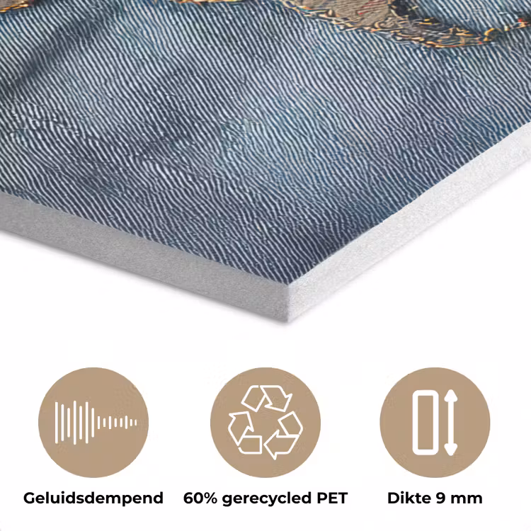 Wereldkaart - Denim - Textiel PET vilt klein -closeup_NL