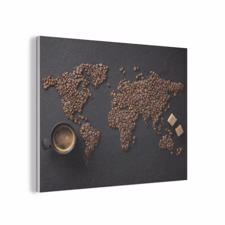 Wereldkaart - Espresso - Zwart PET vilt klein -3d