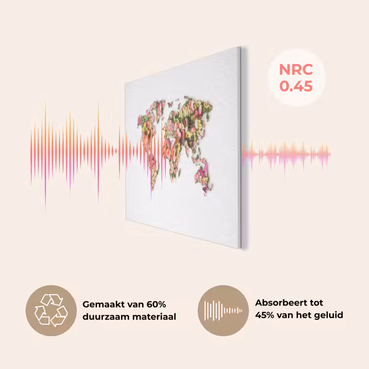 Wereldkaart - Bloemen - Felgekleurd PET vilt klein -USP_NL