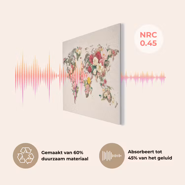 Wereldkaart - Bloemen - Roze PET vilt klein -USP_NL