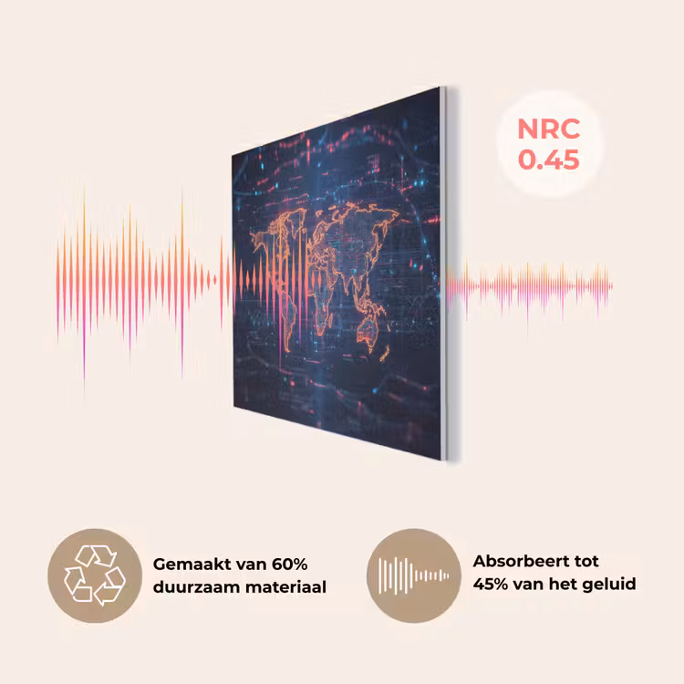 Wereldkaart - Futuristisch - Oranje PET vilt klein -USP_NL