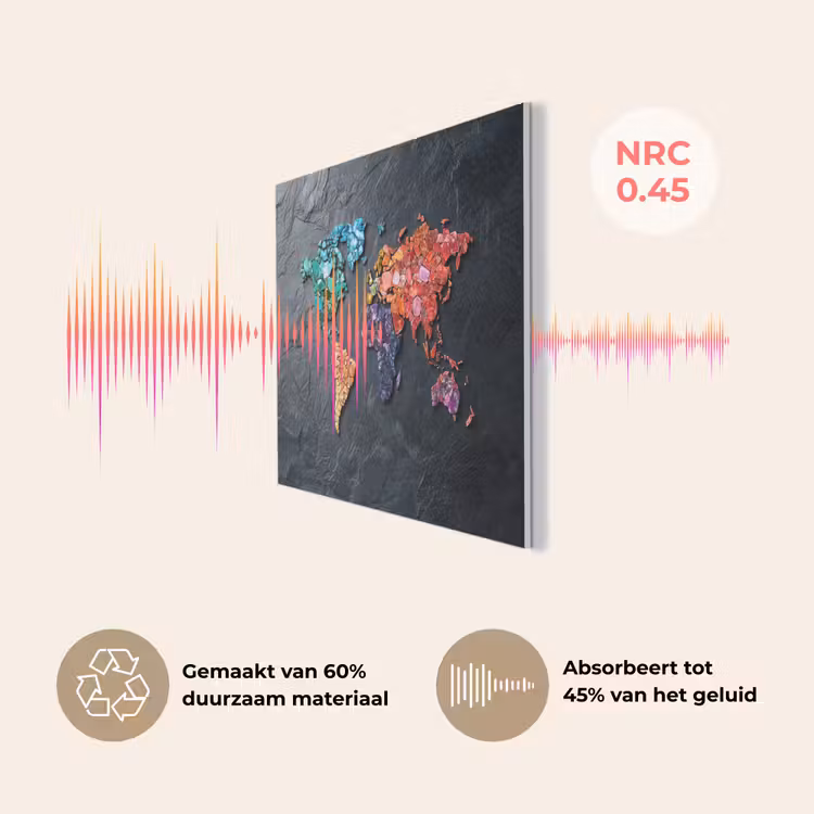 Wereldkaart - Edelstenen - Regenboog - Ruw PET vilt klein -USP_NL
