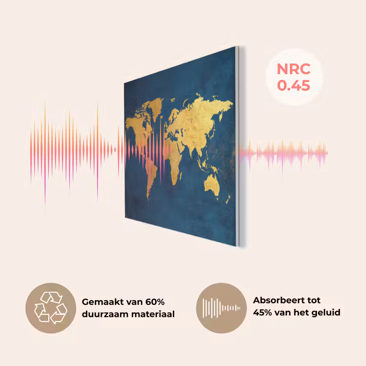 Wereldkaart - Goud - Donkerblauw PET vilt klein -USP_NL