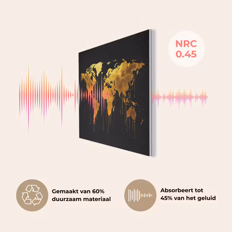 Wereldkaart - Goud - Druipen - Zwart PET vilt klein -USP_NL