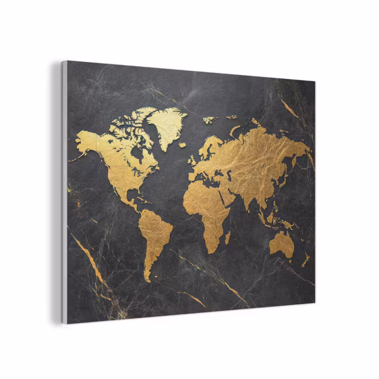 Wereldkaart - Goud - Marmer PET vilt klein -3d