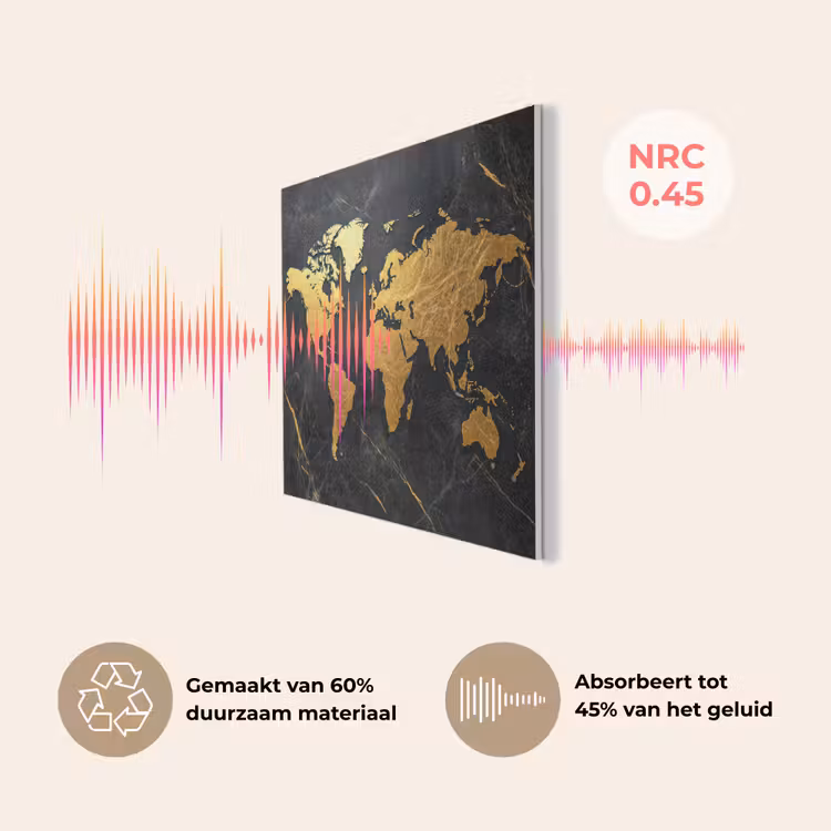 Wereldkaart - Goud - Marmer PET vilt klein -USP_NL