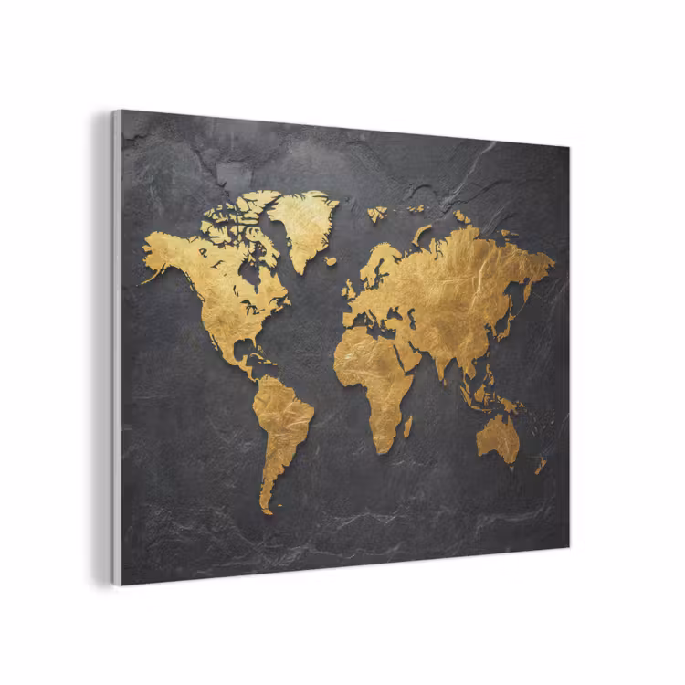 Wereldkaart - Goud - Steen PET vilt klein -3d