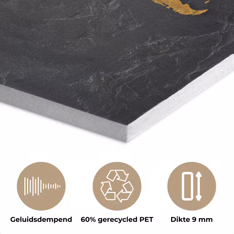 Wereldkaart - Goud - Steen PET vilt klein -closeup_NL
