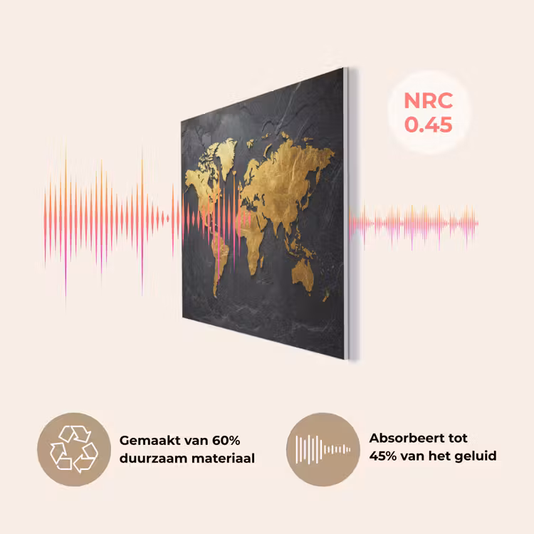 Wereldkaart - Goud - Steen PET vilt klein -USP_NL