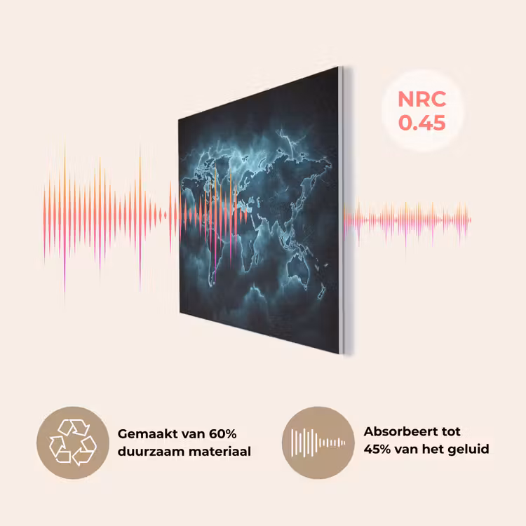 Wereldkaart - Bliksem - Blauw PET vilt klein -USP_NL