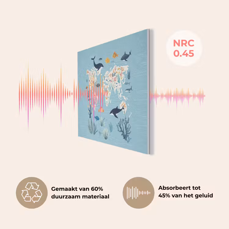 Wereldkaart - Zeeleven - Blauw PET vilt klein -USP_NL