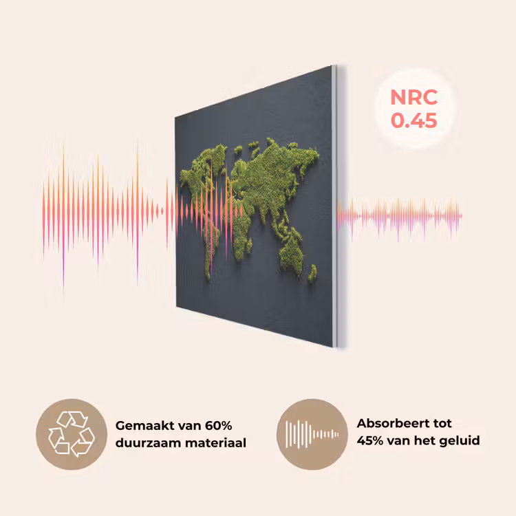 Wereldkaart - Mos -Levendig effect PET vilt klein -USP_NL