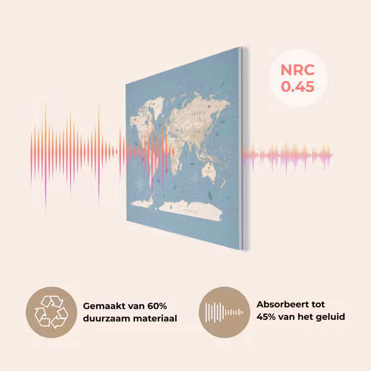 Wereldkaart - Oceaan - Realistisch - Blauw PET vilt klein -USP_NL