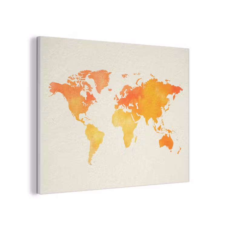 Wereldkaart - Oranje - Kleurrijk PET vilt klein -3d