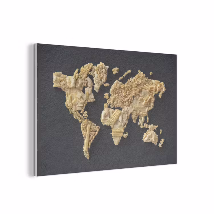 Wereldkaart - Pasta - Zwart PET vilt middel -3d