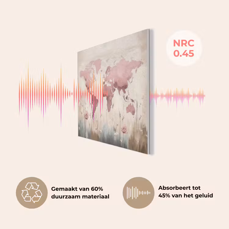 Wereldkaart - Roze - Bloemen PET vilt klein -USP_NL