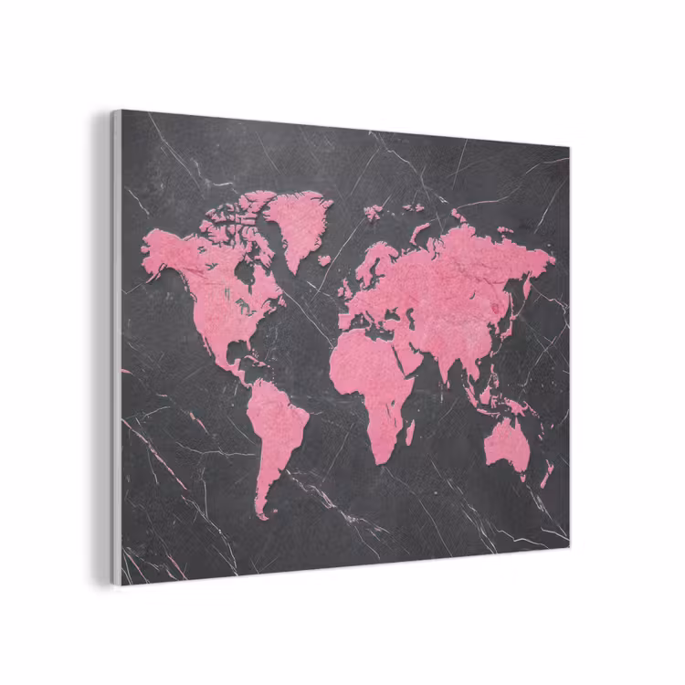 Wereldkaart - Roze - Marmer PET vilt klein -3d