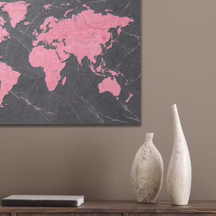 Wereldkaart - Roze - Marmer PET vilt klein -sfeer6_closeup