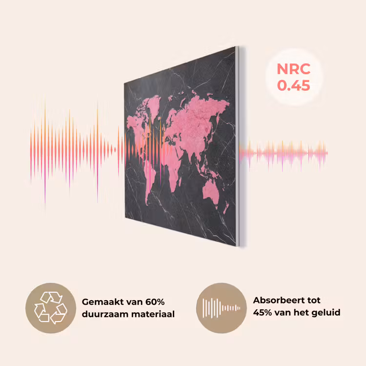 Wereldkaart - Roze - Marmer PET vilt klein -USP_NL