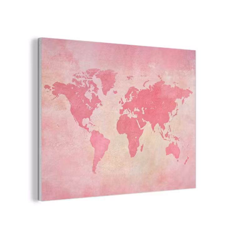Wereldkaart - Roze - Vaag PET vilt klein -3d