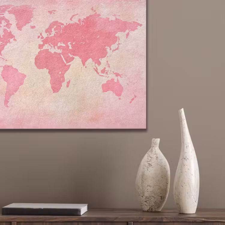 Wereldkaart - Roze - Vaag PET vilt klein -sfeer6_closeup