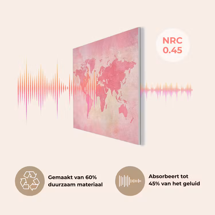Wereldkaart - Roze - Vaag PET vilt klein -USP_NL