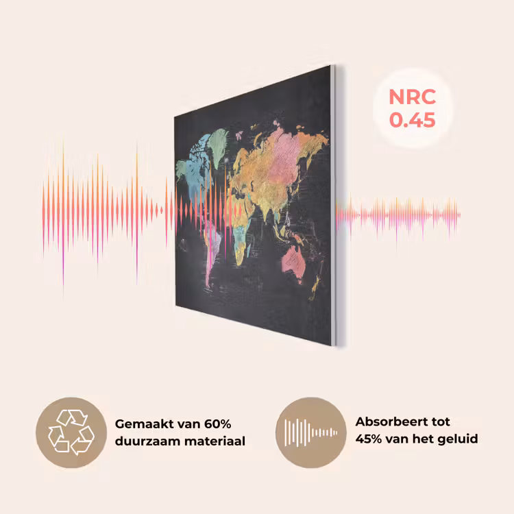 Wereldkaart - Krijtstrepen - Regenboog PET vilt klein -USP_NL