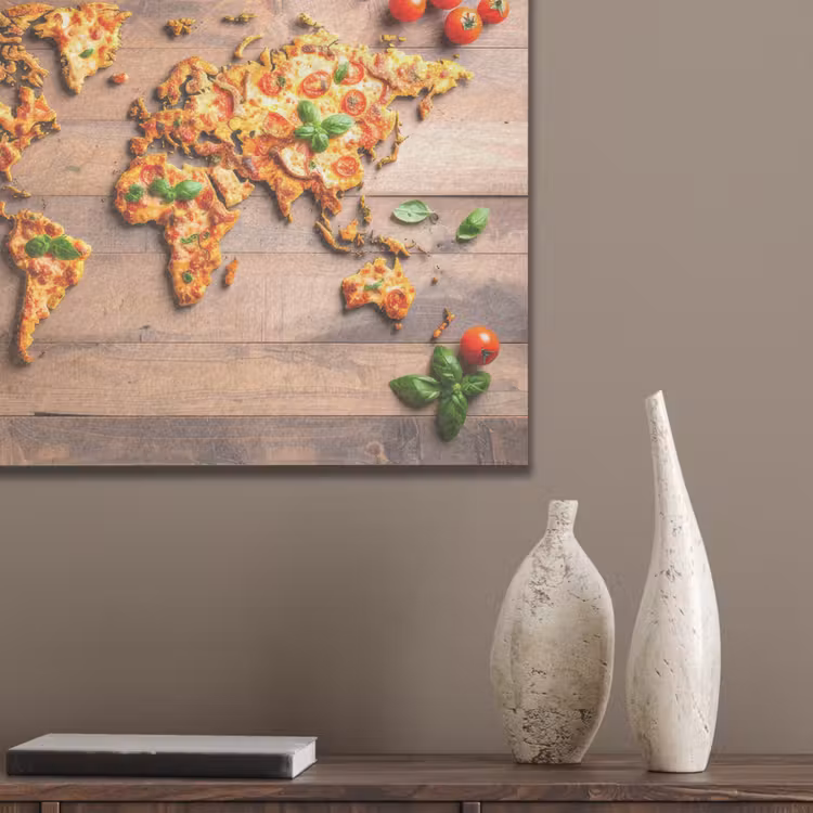 Wereldkaart - Pizza - Houten ondergrond PET vilt klein -sfeer6_closeup