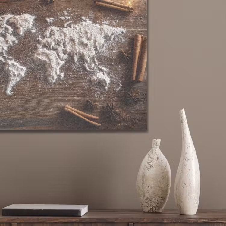 Wereldkaart - Poedersuiker - Hout PET vilt klein -sfeer6_closeup