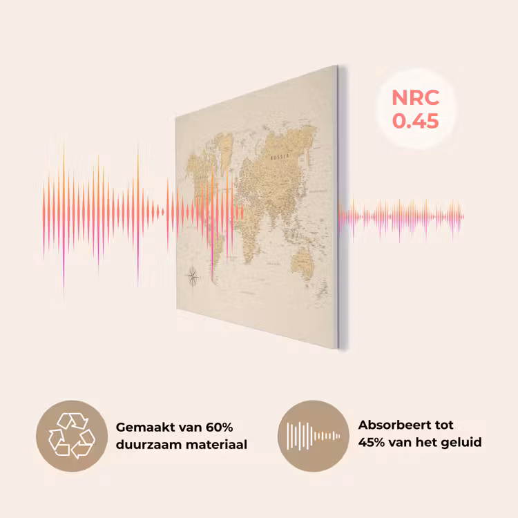 Wereldkaart - Realistisch - Beige PET vilt klein -USP_NL