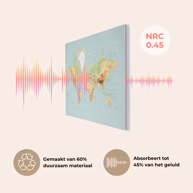 Wereldkaart - Realistisch - Blauw PET vilt klein -USP_NL