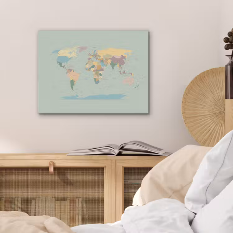 Wereldkaart - Realistisch - Kaart PET vilt klein -sfeer3