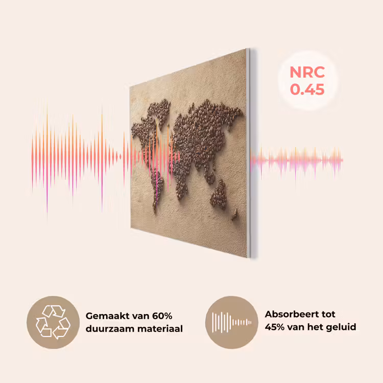 Wereldkaart - Zandkleur - Koffiebonen PET vilt klein -USP_NL
