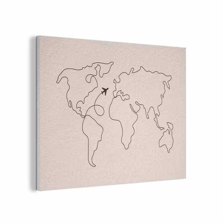 Wereldkaart - Simpel - Vliegtuig PET vilt klein -3d