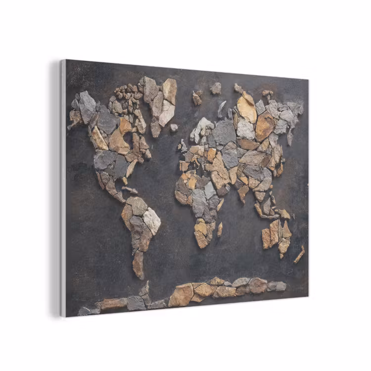 Wereldkaart - Stenen - Realistisch PET vilt klein -3d