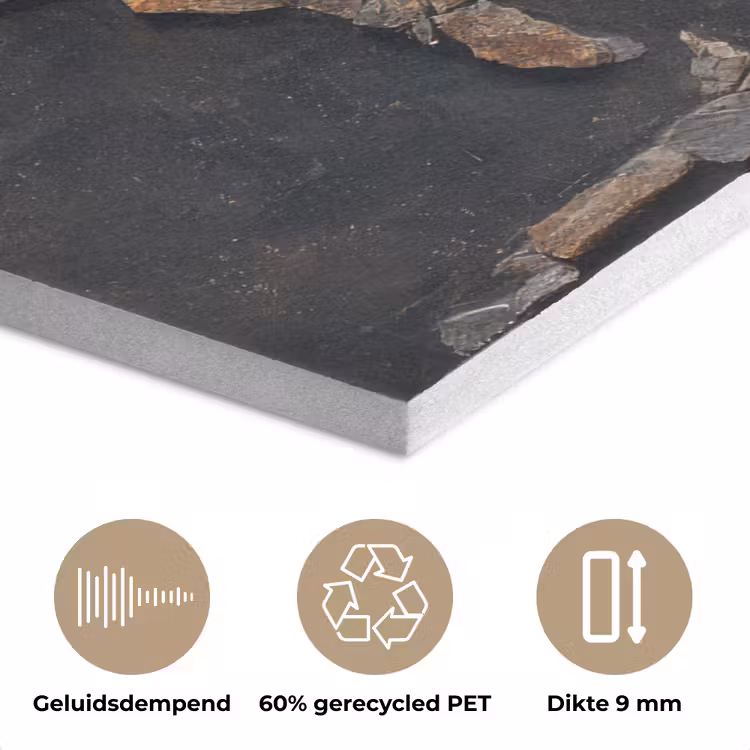 Wereldkaart - Stenen - Realistisch PET vilt klein -closeup_NL