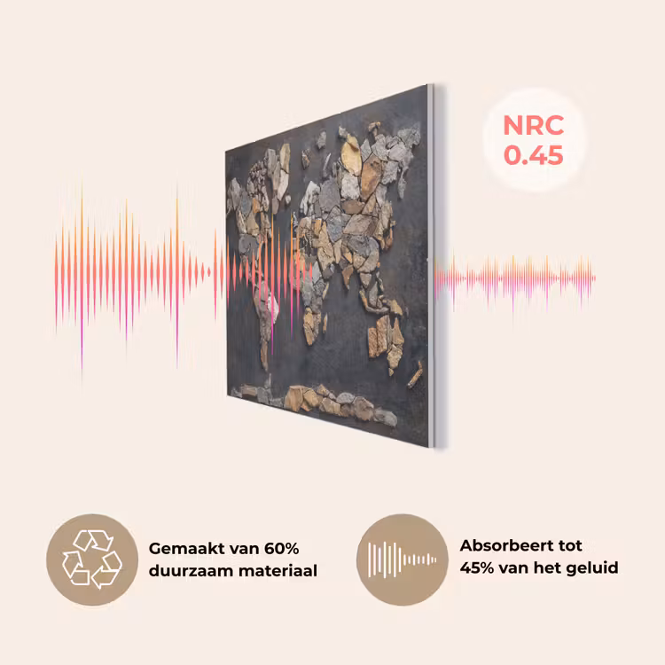 Wereldkaart - Stenen - Realistisch PET vilt klein -USP_NL