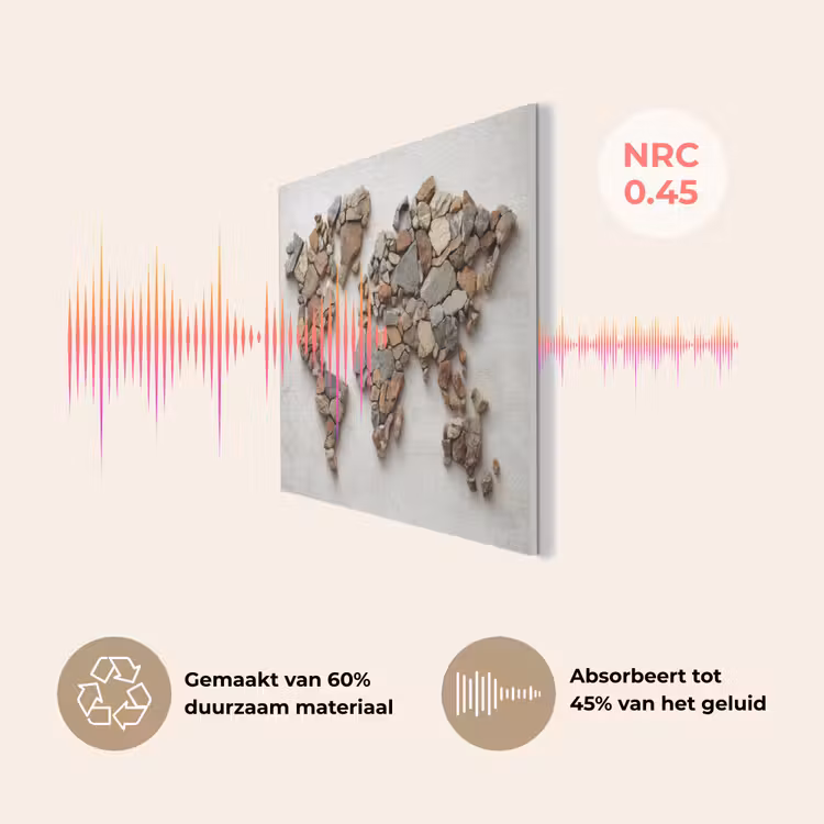 Wereldkaart - Stenen - Wit PET vilt klein -USP_NL