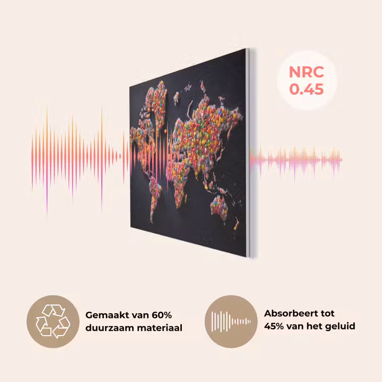 Wereldkaart - Snoepjes - Felle kleuren PET vilt klein -USP_NL
