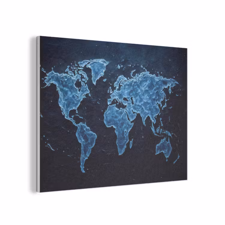 Wereldkaart - Waterstructuur - Blauw PET vilt klein -3d