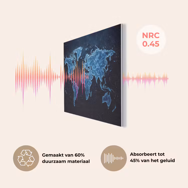 Wereldkaart - Waterstructuur - Blauw PET vilt klein -USP_NL