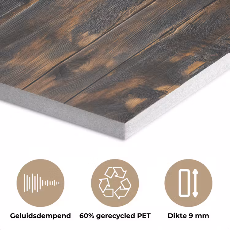 Wereldkaart - Hout - Mozaïek PET vilt klein -closeup_NL